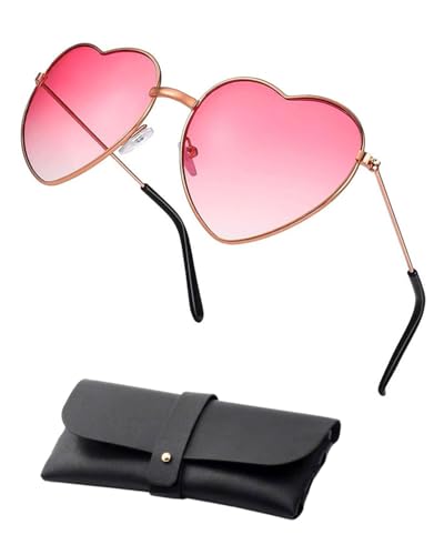 GAJUS 1 Stk. Herzförmige Sonnenbrille, einsame Hippie-Brille, Retro-Kleiderbrille, geeignet für Herren- und Damen-Party-Hippie-Mode, Bekleidungszubehör, mit Brillenetui von GAJUS