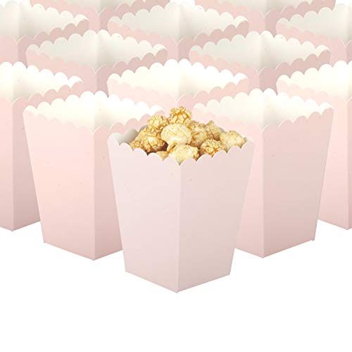GAKA FAVOR 24 Stück Popcorn Boxen,Popcorntüten Hellrosa,Popcorn Tüten Hell-Pink,Pappe für Snacks Süßigkeitenbehälter Partytüten für Filmabend Kino Snack Retro Party Geburtstag Hochzeit Geschenk von GAKA FAVOR