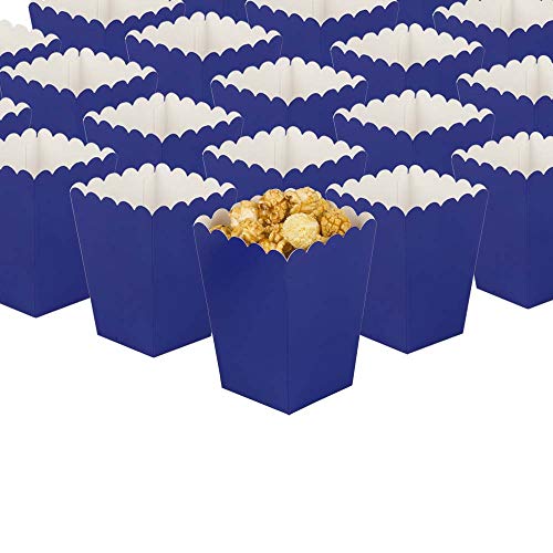 GAKA FAVOR 24 Stück Popcorn Boxen,Popcorntüten Marineblau,Popcorn Tüten Marineblau,Pappe für Snacks Süßigkeitenbehälter Partytüten für Filmabend Kino Snack Retro Party Geburtstag Hochzeit Geschenk von GAKA FAVOR