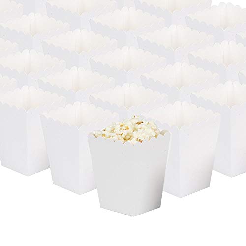 GAKA FAVOR 24 Stück Popcorn Boxen,Popcorntüten Weiß,Popcorn Tüten Weiß,Pappe für Snacks Süßigkeitenbehälter Partytüten für Filmabend Kino Snack Retro Party Geburtstag Hochzeit Geschenk von GAKA FAVOR