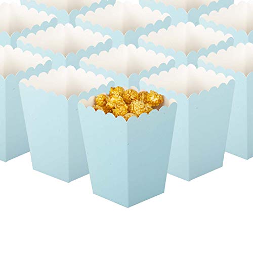 GAKA FAVOR 24 Stück Popcorn Boxen,Popcorntüten hellblau,Popcorn Tüten hellblau,Pappe für Snacks Süßigkeitenbehälter Partytüten für Filmabend Kino Snack Retro Party Geburtstag Hochzeit Geschenk von GAKA FAVOR