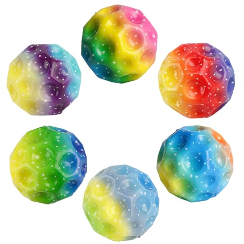 6 Stück Astro Jump Ball, Astro Moon Ball Hohe Springender Galaxy Ball Gummiball, Sprünge Gummiball Mini Bouncing Ball Einem Knallendes Geräusch, Macht Space Bälle Spielzeug für Kinder Geschenk (B) von GALER