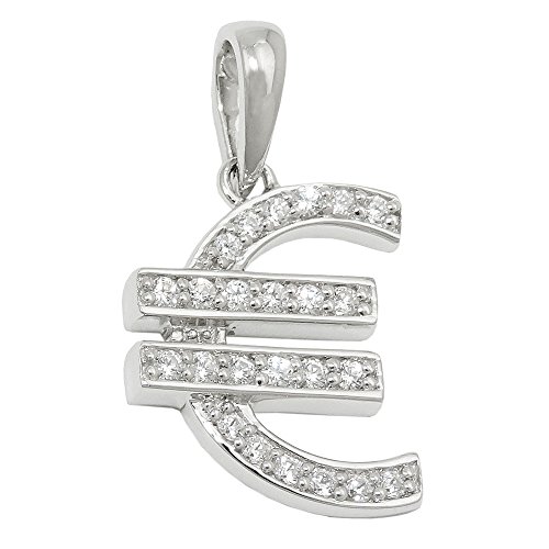 Anhänger 15x13mm Euro-Zeichen mit vielen Zirkonias rhodiniert Silber 925 von GALLAY
