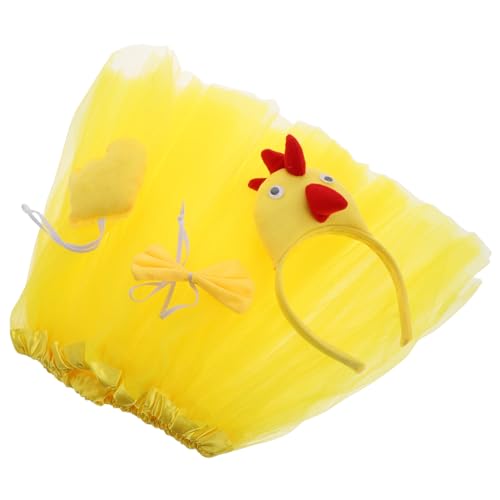 GALPADA 1 Satz Hahn-Anziehset Cosplay-Outfit erwachsener Hahn Halloween-Hahn Geflügelstatuen Make-up-Hahn Kostüm Hahn kleinkind tutu Geburtstagsoutfit für Mädchen Kinderkleider Tuch Yellow von GALPADA