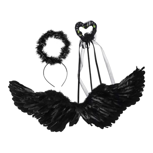 GALPADA 1 Satz Halloween-Kleider Feenflügel Zaubererkostüm Dinosaurier Ankleiden Spinne kinderkostüme halloween kinderkostum halloween Teufelshörner Teufel-Cosplay Mantel Baumwolle Black von GALPADA