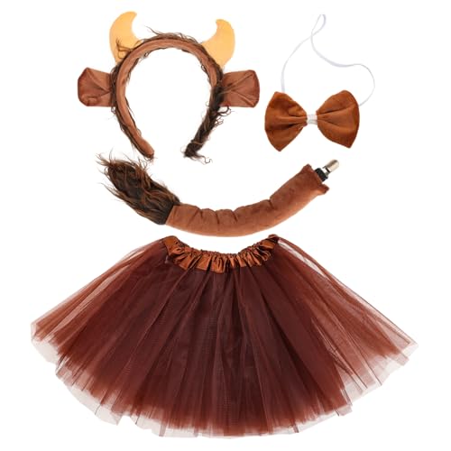 GALPADA 1 Satz Halloween Tierohren Stirnband und Ohren Kuhhörner Kostüm seidenband ziehschleifenband Tierohren-Stirnband und Tutu-Rock Tierohren-Stirnband zum Verkleiden Mesh-Tuch Coffee GALPADA 1 Satz Halloween Tierohren Stirnband und Ohren Kuhhörner Kostüm seidenband ziehschleifenband Tierohren-Stirnband und Tutu-Rock Tierohren-Stirnband zum Verkleiden Mesh-Tuch Coffee von GALPADA
