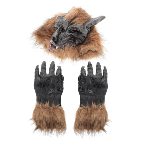 GALPADA 1 Satz Halloween Wolfskopf Maske und Krallenhandschuhe Realistische Werwolfmaske für Erwachsene für Karneval Halloween Feiern und Cosplay Requisiten von GALPADA