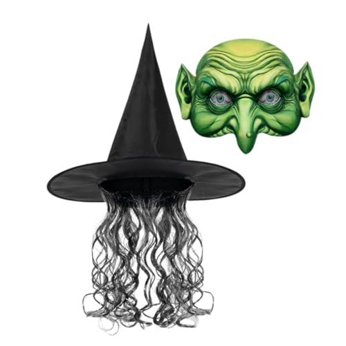 GALPADA 1satz Halloween Hexenhut Mit Perücke Und Vielseitiges Kostümzubehör Für Und Halloween-partys Für Kreative Cosplay-events GALPADA 1satz Halloween Hexenhut Mit Perücke Und Vielseitiges Kostümzubehör Für Und Halloween-partys Für Kreative Cosplay-events von GALPADA