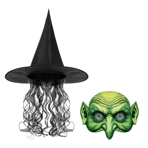 GALPADA 1satz Kostümset Für Lange Perücke Hexenhut Und Für Halloween Und Cosplay Veranstaltungen Accessoire Für Unvergessliche Feiern von GALPADA