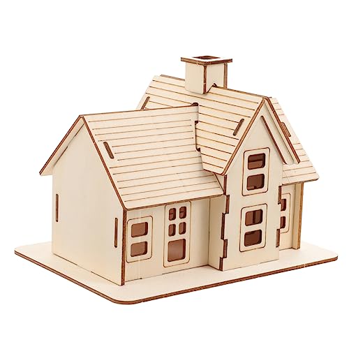 GALPADA 1 Satz Holzmodellhaus Rätselhaus Häuser Puzzle Erwachsene Kabine Miniatur DIY-Villa-Modell Tiny Houses Zusammenbau Eines Holzhausmodells DIY-montagehausmodell Beige von GALPADA