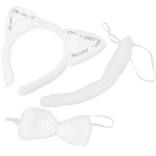 GALPADA 1 Satz Katzenohren Stirnband Katzenohren Und Haargummis Künstlicher Katzenschwanz Halloween-katzenkostüm - -set Pailletten Plüsch Weiß Dekorativer Kragen GALPADA 1 Satz Katzenohren Stirnband Katzenohren Und Haargummis Künstlicher Katzenschwanz Halloween-katzenkostüm - -set Pailletten Plüsch Weiß Dekorativer Kragen von GALPADA