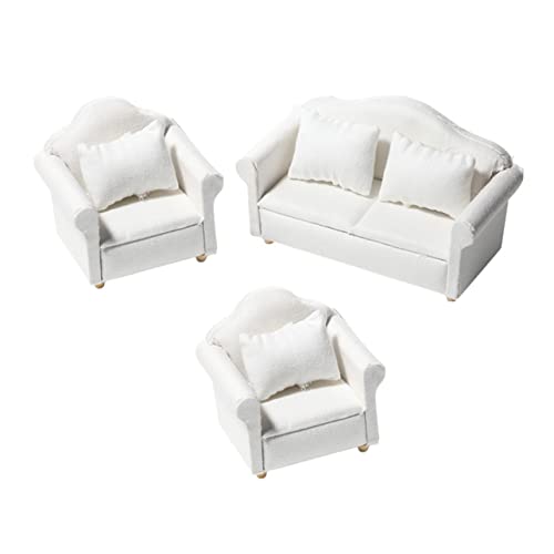 GALPADA 1 Satz Miniatur Sofa Set für Puppenhaus Teiliges Weißes Möbelset mit Kissen für Mini Häuser und Kreative Bastelprojekte für Modell GALPADA 1 Satz Miniatur Sofa Set für Puppenhaus Teiliges Weißes Möbelset mit Kissen für Mini Häuser und Kreative Bastelprojekte für Modell von GALPADA