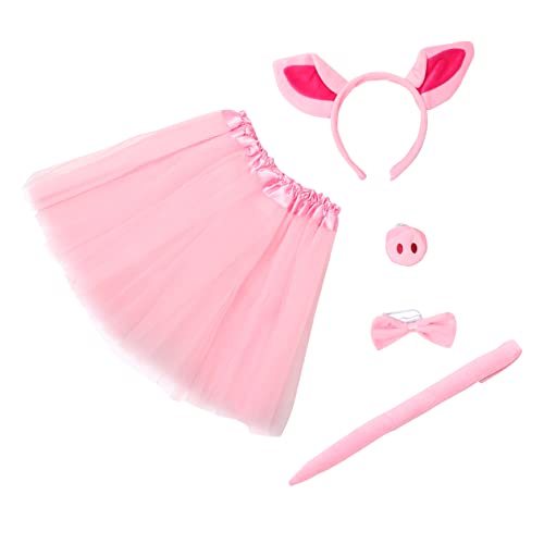 GALPADA Kostümset Kinderschwein-kostüm Tutu-anzug Tier-cosplay Party-accessoire Schweineschwanz Nase Ohren Schleife Bühnenauftritt von GALPADA