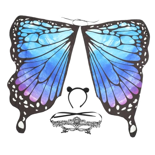 GALPADA 1 Satz Schmetterlings-schal-cape Wiederverwendbarer Kopfschmuck Tanzender Schmetterlingsflügel Maskerademaske Für Erwachsene Schmetterlingsflügel Kostüm Marienkäfer Blue Polyester GALPADA 1 Satz Schmetterlings-schal-cape Wiederverwendbarer Kopfschmuck Tanzender Schmetterlingsflügel Maskerademaske Für Erwachsene Schmetterlingsflügel Kostüm Marienkäfer Blue Polyester von GALPADA
