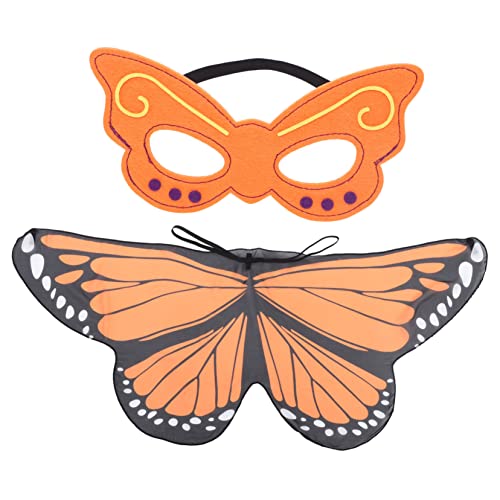 GALPADA 1 Satz Schmetterlingsflügel-Umhang Kleinkinderkleidung für Mädchen Cosplay-Feenflügel Schal Schmetterlingskostüm für Damen Feenkostüm für Damen Halloween Mantel Maske Chiffon von GALPADA