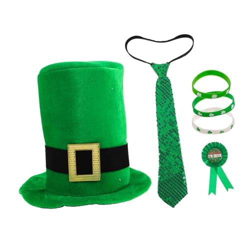 GALPADA Partyzubehör Für Den St Patricks Day Feiertagshut Kragen Krawatte Abzeichen Armband Irische Kostüme Zubehörset Kleeblatt Brille Für Die St Patricks Day-veranstaltung GALPADA Partyzubehör Für Den St Patricks Day Feiertagshut Kragen Krawatte Abzeichen Armband Irische Kostüme Zubehörset Kleeblatt Brille Für Die St Patricks Day-veranstaltung von GALPADA