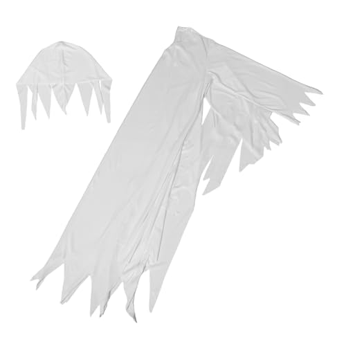 GALPADA 1 Satz Weißes Gespenster Kostüm für Damen Gruselige Halloween Verkleidung mit Hut Atmungsaktiv Langlebig für Partys Cosplay Aufführungen von GALPADA