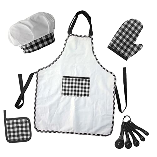 GALPADA 1 Set Kochschürze Küche Kleinkind Schürzen Zum Kochen Kinderschürzen Zum Kochen Kochschürze Und Mütze Kochmütze Und Schürze Für Schwarze Baumwolle von GALPADA