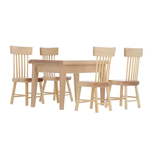 GALPADA 1 Set Mini Tisch Und Stuhl Aus Eiche Puppenhaus Dekorations Requisiten Möbel Puppenhaus Möbel Und Zubehör Im Maßstab 112 Tisch Und Stühle Kindertisch Und Stuhl von GALPADA