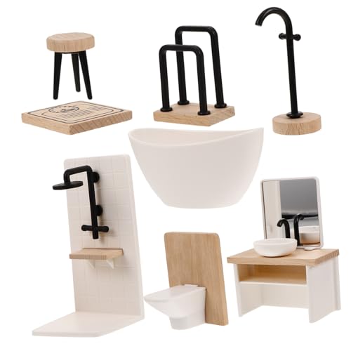 GALPADA 1 Set Simulierte Kleine Möbel Mini Möbel Miniaturen Puppenhaus Duschraum Puppenhaus Zubehör Miniatur Möbel Badezimmer Szene Requisite Miniatur Duschzubehör Wanne Holz von GALPADA