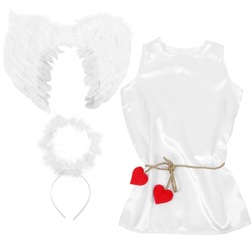 GALPADA 1 Set Valentinstag Amor Kostüm-Sets Kinder Cosplay Amor Clown Kostüme Outfits Plüsch Engelsflügel Stirnband Für Hochzeit Valentinstag Cosplay Requisiten L von GALPADA