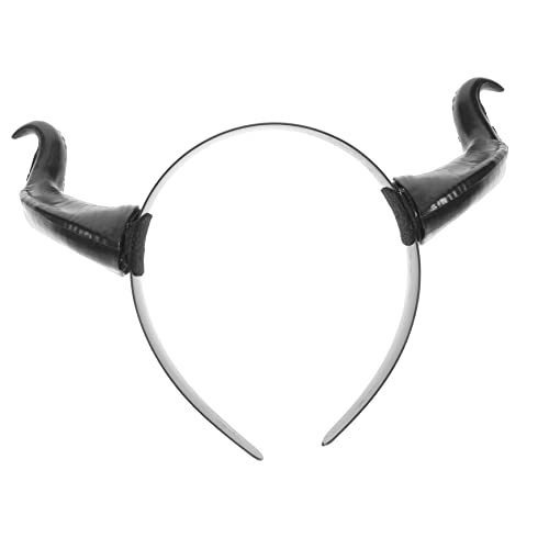 GALPADA 1 Stück Hornkopf Bedeckung Gruselige Halloween-stirnbänder Kostümstirnband Party Halloween-cosplay-kostüm Gotisch Stier Kopfbedeckung Hörner Cosplay Gefälscht Kuh Black Plastik von GALPADA