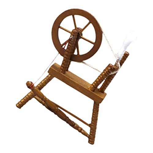 GALPADA 1 Stück Mini Möbeldekoration Vintage Winziges Mini Spinnrad Puppenhaus Ornamente Maschine Miniatur Handspindel Puppenhaus Zubehör Puppenmöbel Aus Holz von GALPADA
