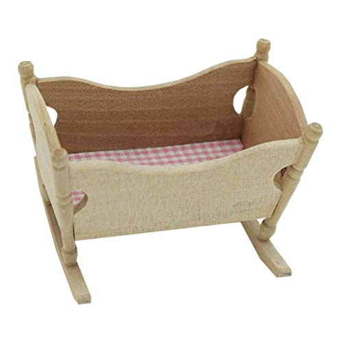 GALPADA 1 Stück Simulierte Holzmöbel Wiege Krippe Miniatur Puppe Wiegenmodell Wiegenspielzeug aus Holz Mini-Hauswiege-Modell Mini-Holzwiege Mini-Cradle-Modell Mini Möbel My mini Stoff von GALPADA