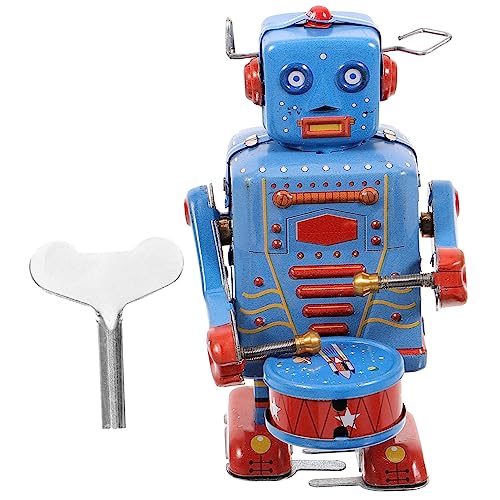 GALPADA 1 Stück Vintage Roboterspielzeug Retro Erwachsenen bläulich Schlüssel Vintage-Roboter Zinn Vintage Spielzeugroboter aus Metall Aufziehspielzeug aus Metall Blue von GALPADA