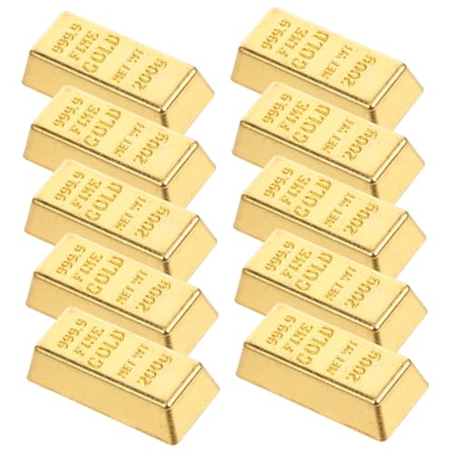 GALPADA 10 Stück BRICS-Modell Minibar-Modell Puppenhaus-Miniatur-Stein Modell Minibar Simulation Goldbars Puppenhaus-Steine Mini-Bausteine Mini- - Miniaturen Legierung Golden von GALPADA