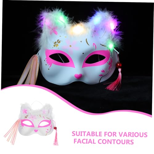 GALPADA 10 Stück Japanische Fuchsmaske Halbes Gesicht Leuchtende LED Maskerade Cosplay Partyaccessoire Mit Federn Für Halloween Karneval Batteriefrei GALPADA 10 Stück Japanische Fuchsmaske Halbes Gesicht Leuchtende LED Maskerade Cosplay Partyaccessoire Mit Federn Für Halloween Karneval Batteriefrei von GALPADA