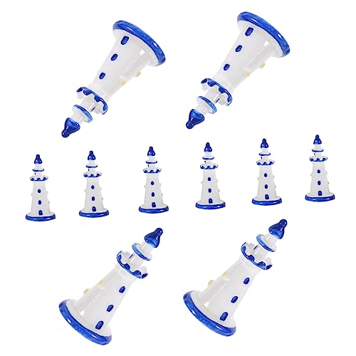 GALPADA 10 Stück Kleine Leuchttürme Puppen Leuchtturmfiguren Winziger Leuchtturm Mini Kleine Leuchtturmfiguren Leuchtfeuer Meeresdekoration Mediterrane Figur von GALPADA