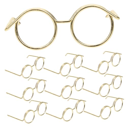 GALPADA 10 Stück Mini Brillen Spielzeugherstellung Miniaturen Puppenzubehör Puppenhaus Miniatur Ankleide Miniatur Puppenbrille Mini Für Puppenzubehör Unser Goldenes Metall von GALPADA