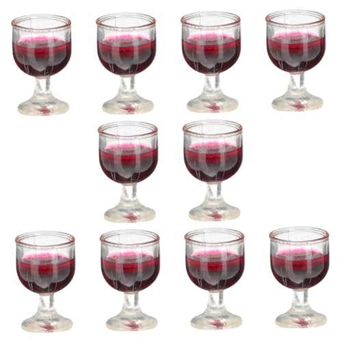 GALPADA 10 Stück Miniatur Weinglas Ornamente Miniatur Weingläser Puppen Winzige Mini Gläser Puppenhaus Miniaturen Zum Basteln Puppengläser Dekoration Zubehör Tasse Rotes von GALPADA