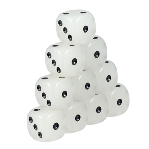 GALPADA 10 Stück Teiliges Bunte Transparente Acrylwürfel mit Abgerundeten Ecken Leuchtende Schwarze Punkte Spielwürfel für Bar Ktv und Gesellige Spielrunden von GALPADA