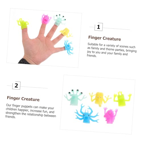 GALPADA 10 Stück Teiliges Leuchtende Fingerpuppen aus TPR Robuste Mini fingermonster spielzeuge für Kreatives Rollenspiel und Geschichten Erzählen Bunte Kleine Hand Finger spielzeuge für von GALPADA