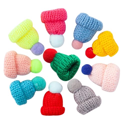 GALPADA 10 Stück Teiliges Mini Strickmützen aus Wollgarn Farbenfrohe DIY Puppen Hüte Weihnachtliche Dekoration für Weinflaschen Handgefertigte Kleine Wollmützen Langlebige Mini Hut von GALPADA