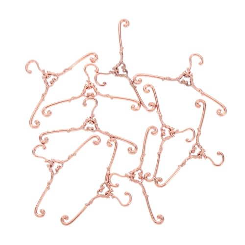GALPADA 10 Stück Teiliges Miniatur Puppenkleiderbügel aus Roségoldfarbenem Metall Praktisches Aufbewahrungszubehör für Puppenhauskleidung Geeignet für Puppenstube und Spielzubehör von GALPADA
