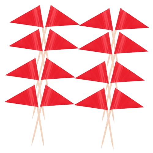 GALPADA 100 Stück Mini Zahnstocher Flaggen Dreieckig Rot Food Toothpick Flags Für Buffet Cupcakes Vorspeisen Food Labels Zubehör von GALPADA