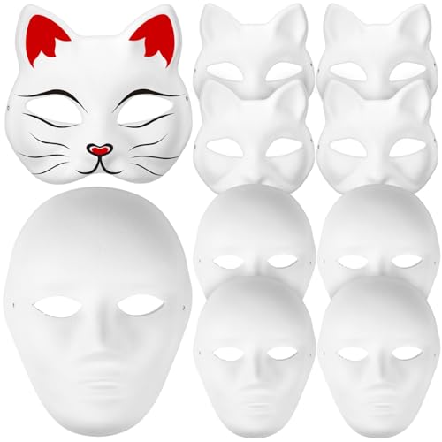 GALPADA 10Stücke DIY Weiße Papiermaske für Maskerade Party Teiliges mit Tierkatze und Männerdesign Bastelmaske für Halloween und Cosplay Kreativ Gestaltbar Unisex GALPADA 10Stücke DIY Weiße Papiermaske für Maskerade Party Teiliges mit Tierkatze und Männerdesign Bastelmaske für Halloween und Cosplay Kreativ Gestaltbar Unisex von GALPADA