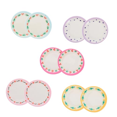 GALPADA 10Stücke Teller für Puppenhaus Dekorative Mini Küchenaccessoires Aufwendige Designs Puppenhaus Zubehör für Kreatives und Dekoration von GALPADA