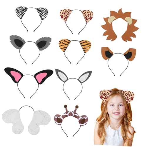 GALPADA 10Stücke Tierohren Haarreif für Erwachsene Lustige Kopfschmuck Requisiten für Karneval Partys und Kostüme Hochwertige Langlebige Materialien Einzigartiges Design von GALPADA