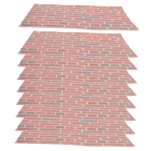 GALPADA 12 Blatt Miniatur Stein Tapeten Selbstklebend für Puppenhäuser Realistische Rote Backstein Wandverkleidung Einfache Installation Leicht Zuschneidbar für Puppenhaus Dekoration von GALPADA