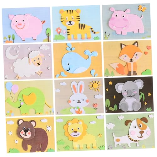 GALPADA 12 Blatt Teiliges Tierpuzzle mit Wiederverwendbaren Sticker Aufklebern Eva Bastelspielzeug und Kognitiven Fähigkeiten DIY Tier Matching Spiel für Jungen und Mädchen von GALPADA