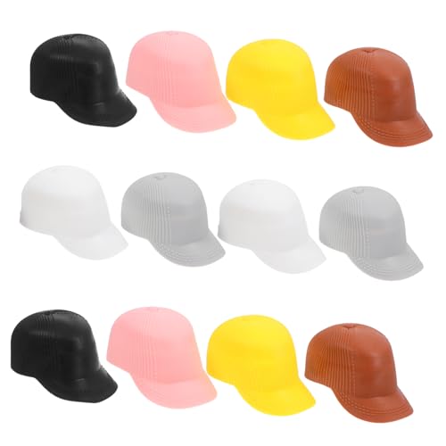 GALPADA 12 Stück Baseball Cap Toy Puppe Kind klein Miniatur-Schirmhut Mädchen Mütze Strand Hut Handwerk Zubehör für die Hutherstellung kreative Hutverzierung Schirmmütze-Ornament Plastik von GALPADA