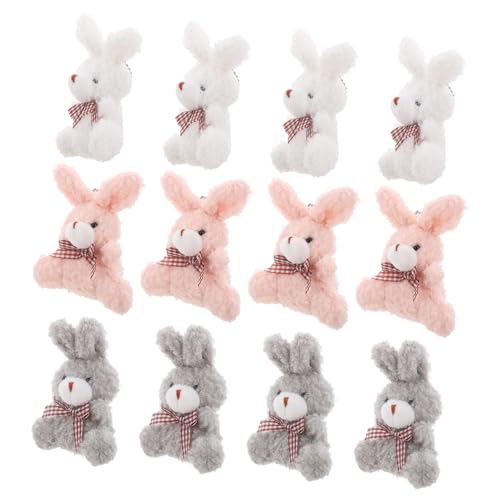 GALPADA 12 Stück Hasen Schlüsselanhänger Mehrere Mini Stoffhasen Fête Kaninchen Charms Gastgeschenk Kuschelhasen Kuschelige Kleine Dekorationen Peep Schlüsselanhänger Hase Zufällige Farbe von GALPADA