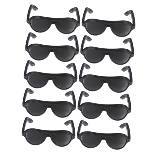 GALPADA 12 Stück Mini -Sonnenbrille Zubehör für Babypuppen Mädchen kleine Puppen Sonnenbrillen basteln Babypuppenzubehör gläser Puppe Sonnenbrille Puppenbrille Schwarz von GALPADA