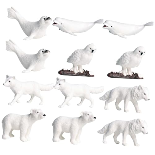 GALPADA 12 Stück Teiliges Arktische Tierfiguren aus Kunststoff Realistische Miniatur Bär und Wolf Modelle Bunte Deko für Kindergeburtstag Lernspielzeug und Partygeschenke von GALPADA