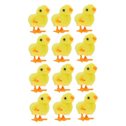GALPADA 12 Stück Teiliges Aufziehspielzeug Küken Küken Simulation Huhn für Fördert Interaktion Lernspaß Gelb von GALPADA