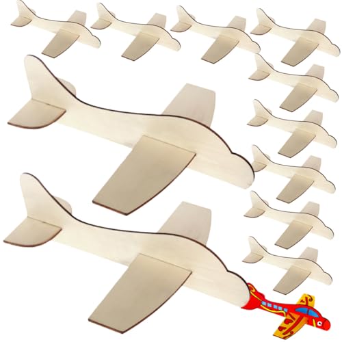GALPADA 12 Stück Teiliges Holzflugzeug Modellbauset zum Basteln für DIY Flugzeugspielzeug aus Holz Einfach Zusammenzubauen Bemalbar Fördert Kreativität und Handwerkliche Fähigkeiten von GALPADA